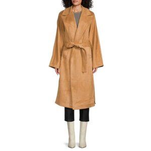 NEW Rebecca Minkoff - Size Large, Women's Faux Suede Wrap Coat - Tan